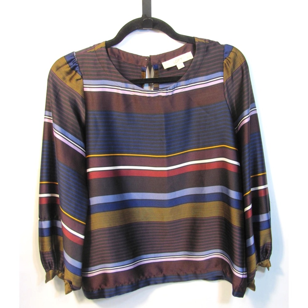 LOFT Top Striped Jewel Tones Size XS Petite
